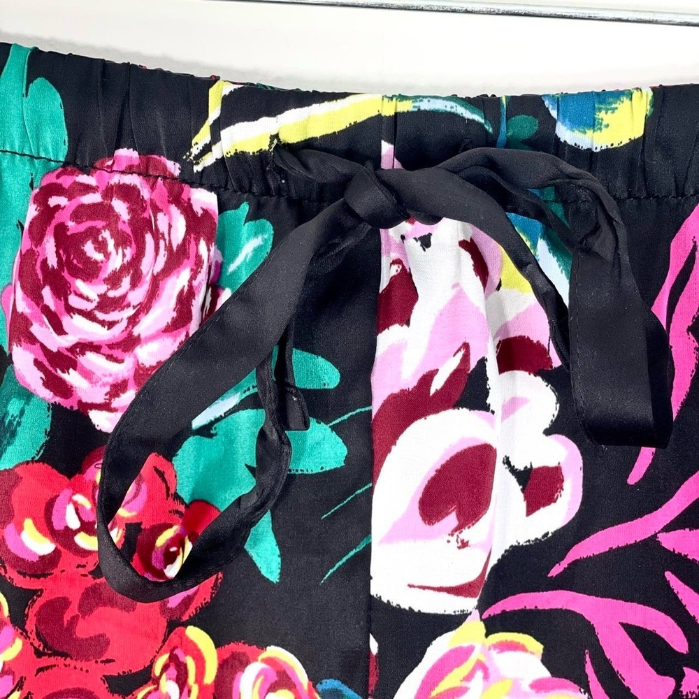 Stars Above Floral Lounge Shorts Black Tropical Print Drawstring XL - Picture 2 of 6